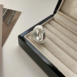 Minimalist S925 sterling silver wide band ring with irregular textured surface and open design