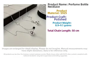 Detailed view of S925 sterling silver perfume bottle pendant with 50cm chain and T-bar clasp