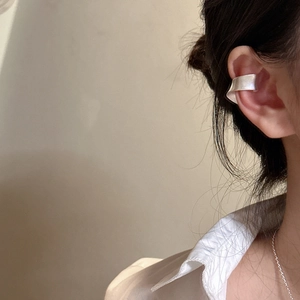 Boucles d'Oreilles Clip en Argent Sterling S925 Mat Sans Perçage pour Femmes Style Coréen Bague Ouverte à Vagues Bijoux Minimalistes