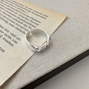 925 Sterling Silver Knotted Matte Ring Minimalist Twisted Geometric Open Adjustable Ring Japanese Ins Style Women Jewelry
