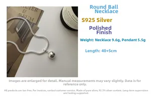 Details der S925 Silber Hohlkugel Halskette, 15,1g Gewicht und 40+5cm verstellbare Kette