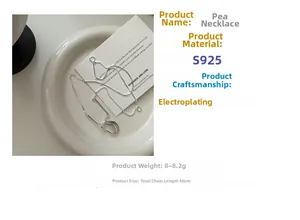 Detailed specs of S925 sterling silver bean pendant necklace with 46cm chain length