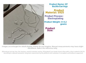 Détail de l'ensemble de bijoux en argent S925 avec boucles OT et collier chaîne à couches