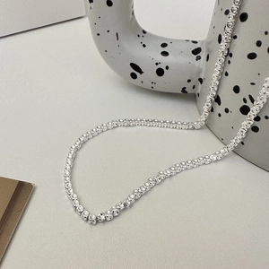 Minimalist S925 sterling silver square cube chain necklace with polished finish