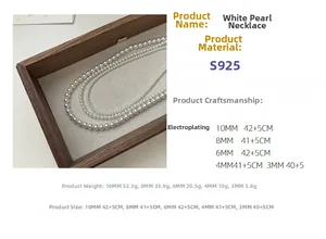Tabella taglie dettagliata per collana di perle in argento S925 da 3mm a 10mm di diametro