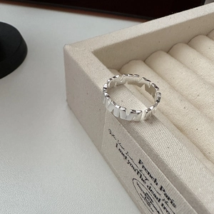S925 Sterling Silver Irregular Geometric Ring For Women Minimalist Textured Adjustable Open Finger Ring Modern Ins Jewelry