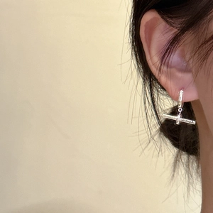 Boucles d'oreilles barre en argent sterling S925 minimalistes avec gravure Korea pour femme