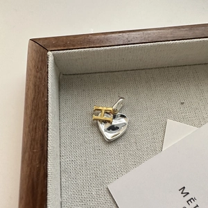 S925 sterling silver heart pendant with golden letter H charm in two-tone contrast
