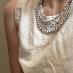 Collier minimaliste à plusieurs rangs en argent sterling S925 au lustre métallique élégant