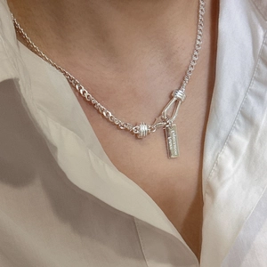 Minimalist S925 sterling silver chain necklace with Expectation Future engraved tag