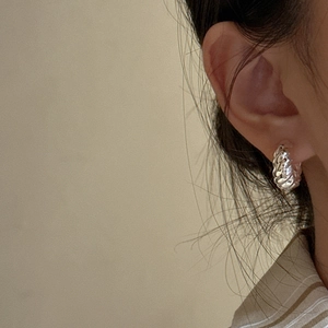 Elegant S925 sterling silver croissant hoop earrings with a twisted braid design for women