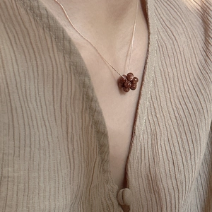 S925 sterling silver necklace with autumn fruit floral pendant on gold chain