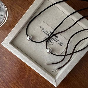 S925 Sterling Silver Round Bead Adjustable Rope Necklace Minimalist Multi Wear Choker For Women Vintage INS Style Jewelry