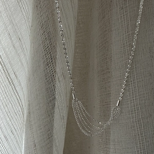 925 Sterling Silver Layered Tassel Necklace For Women Shimmering Multi Row Ball Chain Minimalist Clavicle Necklace Jewelry Gift