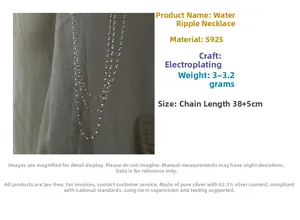 Detailed view of S925 sterling silver water wave chain with electroplated finish