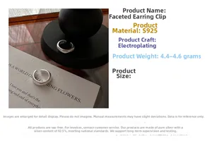 Dettaglio degli orecchini a clip in argento S925 con texture geometrica opaca