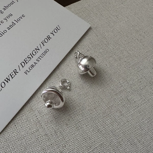 Handcrafted S925 sterling silver mushroom drop earrings with sparkling cubic zirconia