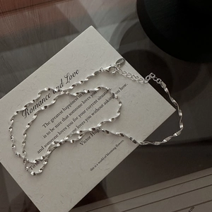 Sparkling S925 sterling silver twist rope chain necklace with adjustable lobster clasp
