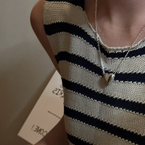 Collier avec pendentif cœur en argent sterling S925 minimaliste au fini miroir poli
