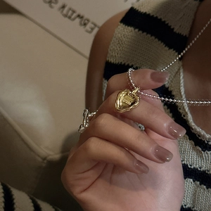 Collana a cuore in argento S925 bicolore oro e argento con incisione meow chic