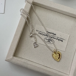 Collana a sfere in argento S925 con ciondolo a cuore dorato e incisione meet
