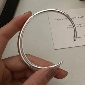 925 Sterling Silver Minimalist Open Cuff Bangle Bracelet For Women Polished Geometric Simple Fashion Wrist Jewelry Accessory