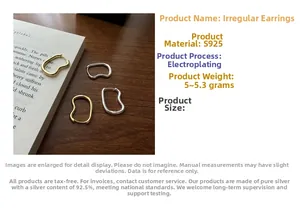 Macro detail of irregular S925 silver hoop earrings in gold and silver plating