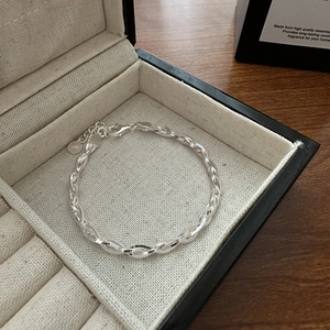 Minimalist S925 sterling silver woven rope bracelet with lobster clasp in gift box