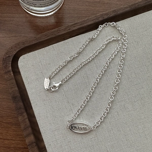 Minimalist S925 silver necklace featuring a loveme oval pendant and thanks nice tag
