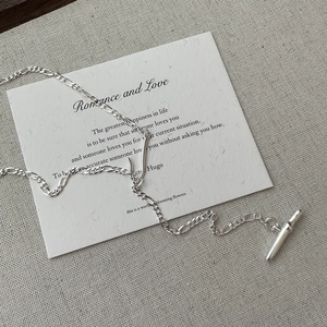 Elegant S925 sterling silver Figaro chain sweater necklace featuring a stylish T-bar toggle clasp