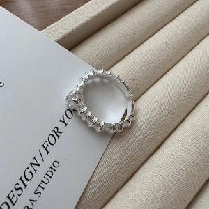 925 Sterlingsilber Unregelmäßiger Welliger Offener Ring Minimalistischer Koreanischer Blogger-Stil Strass Verstellbarer Mode Fingerring Damen