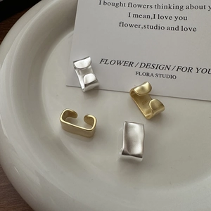 Minimalist S925 sterling silver matte texture ear cuff set in gold and silver finish