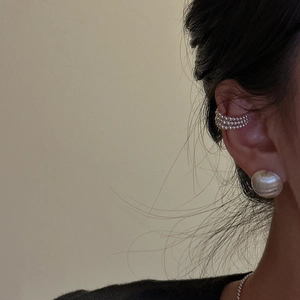 Manchette d'oreille multicouche en argent S925 et clous d'oreilles texturés