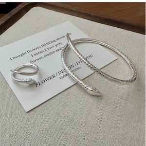 Detailansicht von S925 Silber Schlangenring und Armband mit Schuppenstruktur