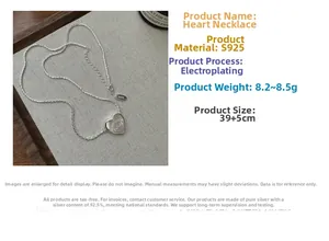Close-up of S925 sterling silver heart pendant with engraved Expectation Future letters
