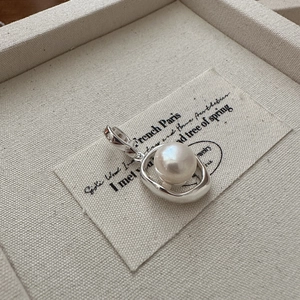 S925 Sterling Silver Irregular Circle Artificial Pearl Pendant Necklace Minimalist French Style Elegant Jewelry For Women