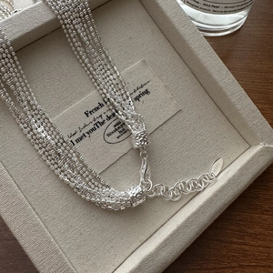 Elegant multi-strand S925 sterling silver beaded bracelet with adjustable clasp