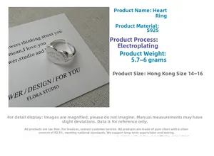 Detailed view of S925 sterling silver heart ring with Expectation Future engraving