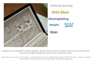 Macro detail of S925 sterling silver butterfly earrings with white shell texture