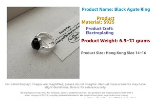 Detail view of S925 sterling silver black onyx ring with textured finish and adjustable band