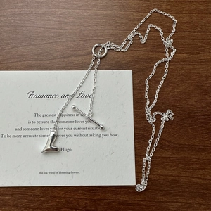 Collana con Chiusura a Barra in Argento Sterling S925 Design Individuale Minimalista Stile Coreano Ciondolo Lucido Gioielli Regalo per Donna