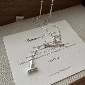 Collana con ciondolo a cuore in argento sterling S925 e chiusura a levetta OT