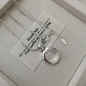 Minimalist 925 Sterling Silver White Agate Pendant Necklace French Retro INS Style Round Clavicle Chain For Women Jewelry