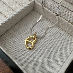 Elegant S925 sterling silver necklace with a two-tone hollow heart pendant in gold and silver