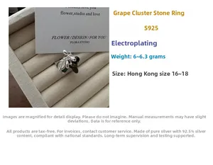 Detailed macro view of S925 silver beaded ring with grape cluster design and multicolor stones