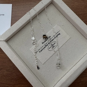 S925 Sterling Silver Saturn Pendant Necklace For Women Figaro Chain With Tiger's Eye Natural Stone Beads Minimalist Jewelry