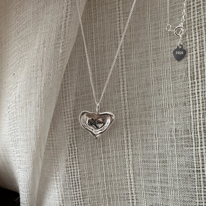 S925 Sterling Silver Irregular Heart Pendant Necklace For Women Minimalist Fluid Design Polished Fashion Jewelry Gift