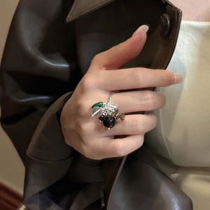 S925 sterling silver ring featuring colorful mixed beads on a minimalist silver band