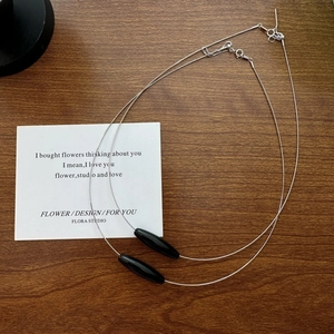 S925 Sterling Silver Minimalist Oval Agate Pendant Necklace For Women Korean Style Simple Clavicle Chain Jewelry Gift