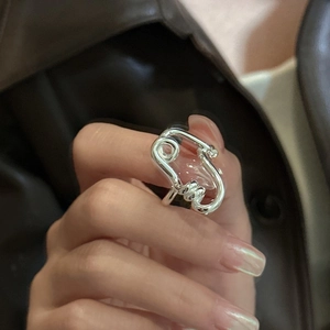 S925 Sterling Silver Twisted Wire Adjustable Opening Ring Minimalist Irregular Geometric Finger Ring Fashion Jewelry For Women